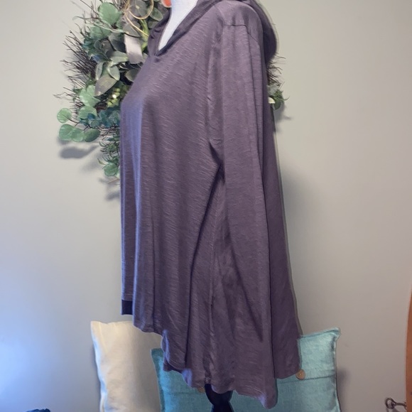 Andrea Jovine lightweight Hooded hi-lo top with flared hemline Cotton/modal med - Picture 4 of 11